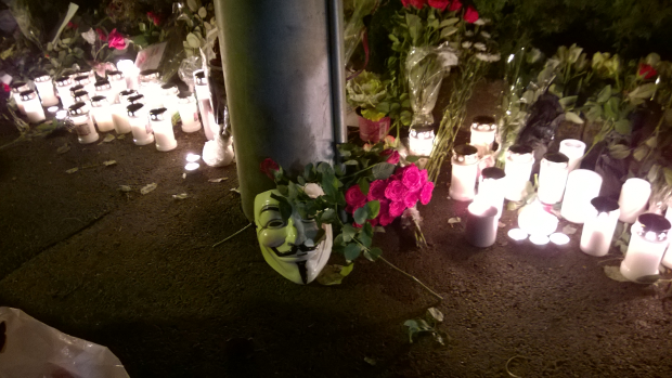 mntnape's tweet photo. Love and respect to all citizens of France, the dead, injured &amp; loved ones
#French #Embassy #Oslo 
#WeStandWithParis https://t.co/A2Oxz6cIen