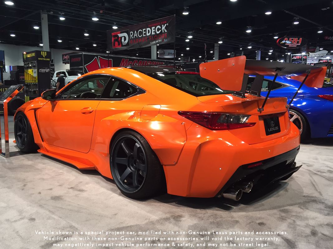 Give us your thoughts on this #LexusRCF sporting a Burnt Orange wrap & Ultra Matte Blue Gunmetal wheels. #LexusSEMA