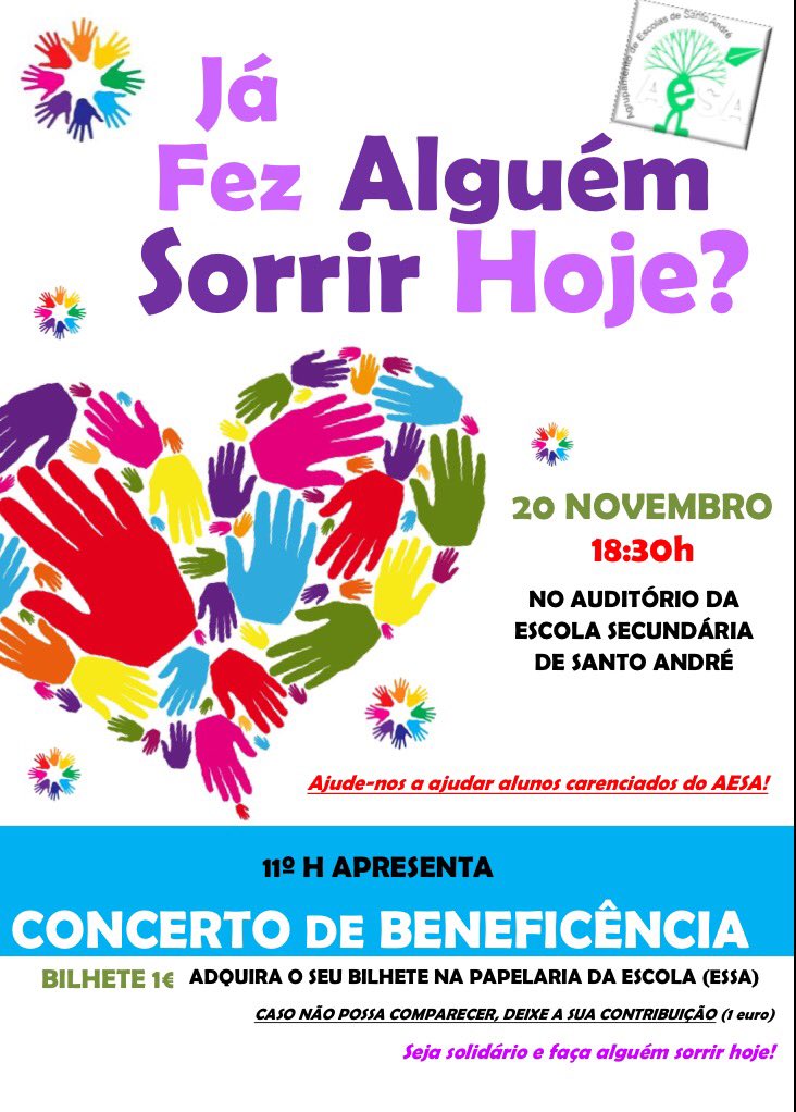 ESSA_ListaR's tweet photo. A turma 11H em parceria com a AE vai promover mais uma vez uma ação de solidariedade! Contamos com a tua presença https://t.co/rENlwh9mKQ