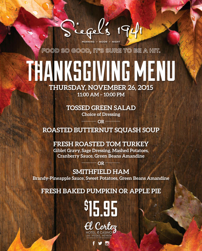 Siegels1941's tweet photo. Join us for our three-course #Thanksgiving dinner - only $15.95! #Siegels1941 https://t.co/PhCCCXhHPC