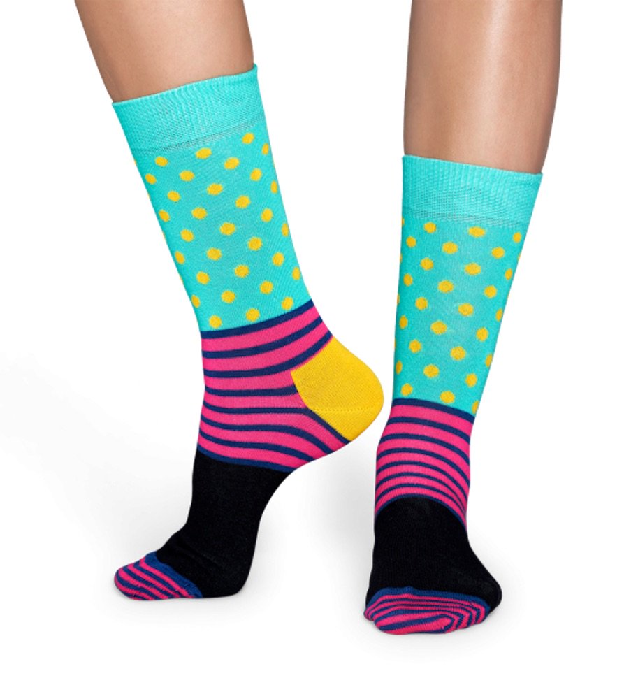 SockObsessed's tweet image. New now at Sock Obsessed: Teal (and yellow and blue and..) Stripe and Dot Combo Unisex - bit.ly/1QpMC45