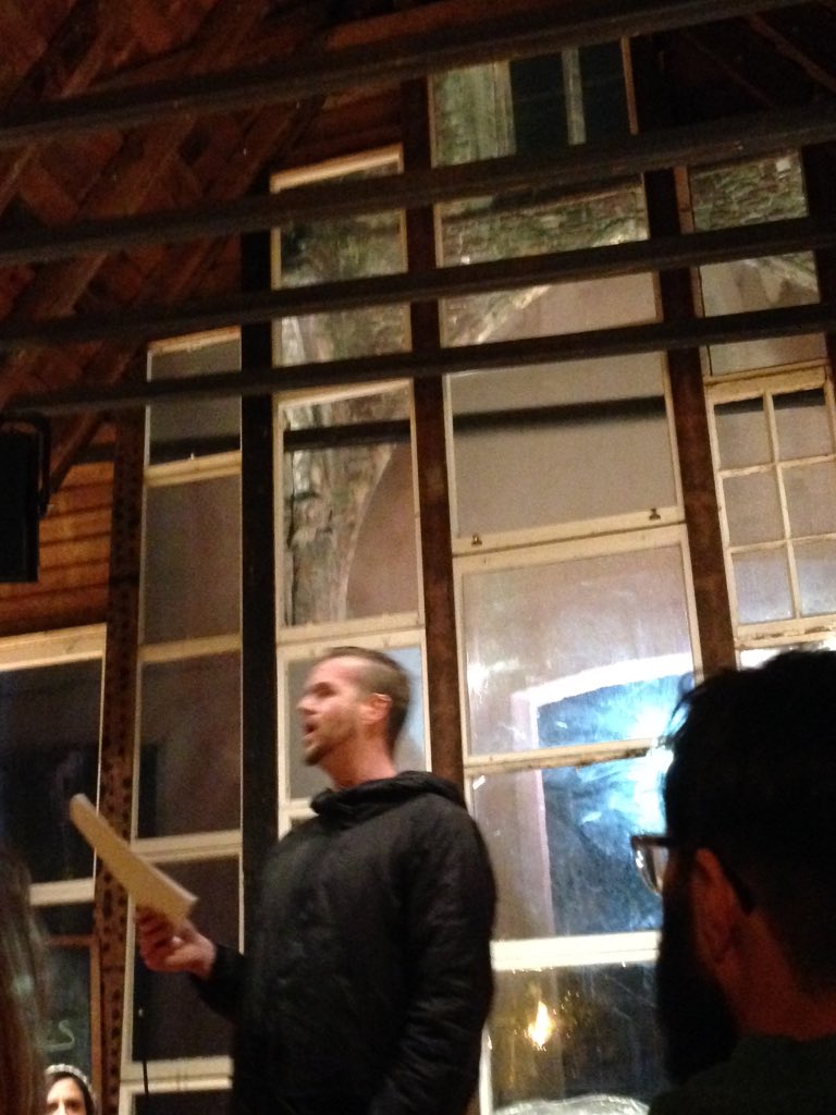 sally_coulden's tweet photo. Andrew Giles inspiring poetry reading @sanctumbristol #bristolart #cloudstomper https://t.co/Bh7MdCaCER