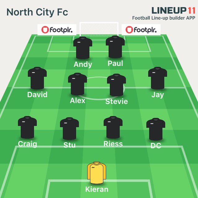 #lineup11 3-2 victory against Greenfields.
Subs: Rogi, Neil, Ryan
Goals: Paul 2, Stu 2