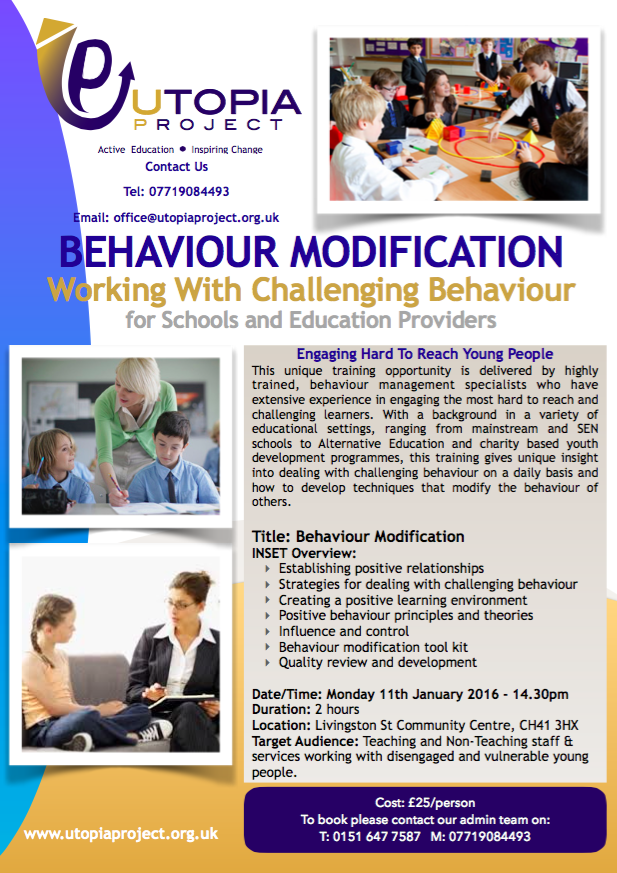 UtopiaprojectU's tweet photo. Book now to reserve your place on our Behaviour Management training taking place in January @UtopiaprojectU https://t.co/EANRQPvBBl