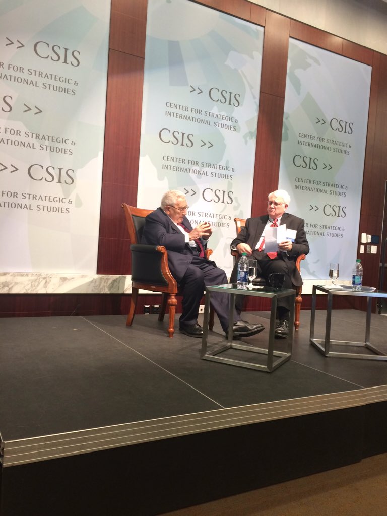 AmbassadorLI's tweet photo. Secr Henry Kissinger on Paris events: Should Europe be a more passive participant in world affairs?@CSIS #GSF2015 https://t.co/cG2XztC2v4