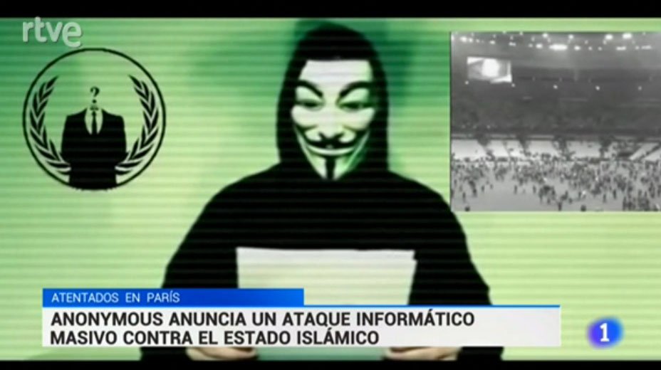 telediario_tve's tweet photo. #Anonymous declara la guerra cibernética al Estado Islámico. #TD2 https://t.co/8EDrnQn2Jo