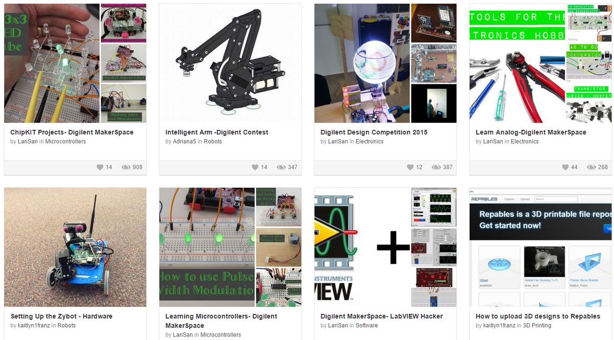 DigilentInc's tweet photo. Projects &amp; More Projects! 
https://t.co/6lhowIefLd @MicrochipTech #chipkit #DigilentShares #see1do1teach1 #robots https://t.co/sjHlB6Fd44