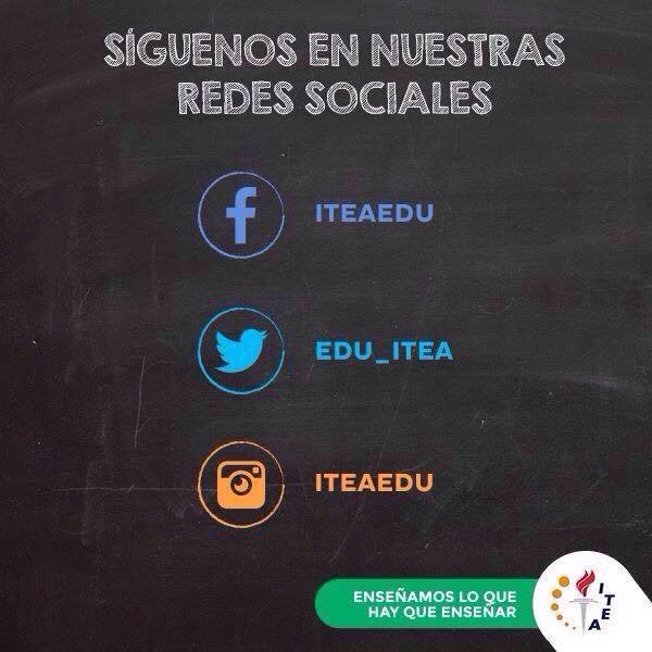EDU_ITEA's tweet photo. ¿Ya nos sigues en nuestras redes sociales? Búscanos como ITEA. #ComunidadITEA #ITEAEDU https://t.co/sa7z3kfMxz