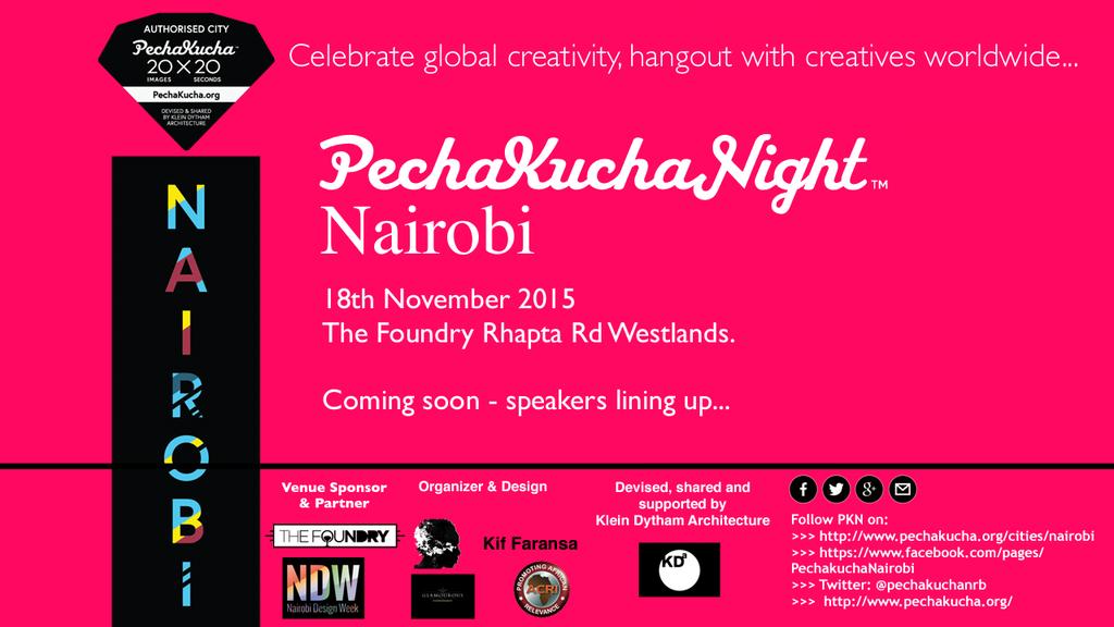 aolango's tweet photo. @pechakuchanrb @UPNairobi presentation on 18th, Nov 2015 foundry rhapta Rd Westland from 18hrs https://t.co/ODIrH9eUTa
