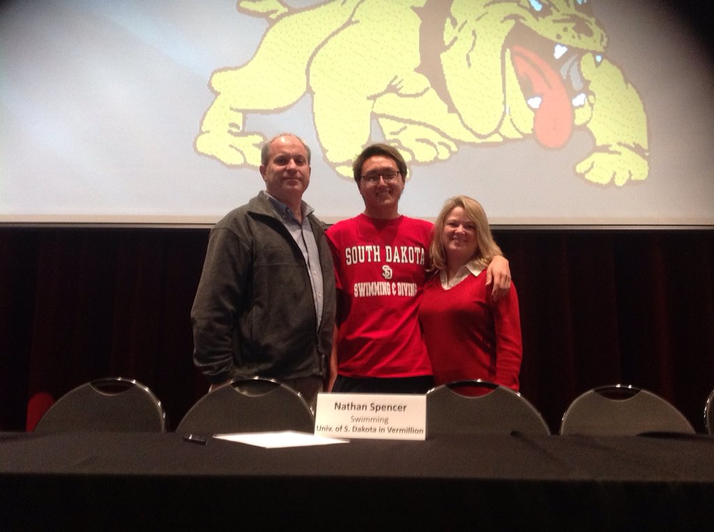 mikeahrens1's tweet photo. Nathan Spencer (2016 Grad) signs his National Letter of Intent to swim at South Dakota.  #bettpride https://t.co/pRbk3u4vhN