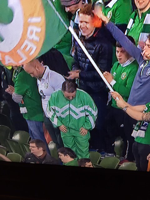 paddypower's tweet image. You know it's a big occasion when the fans crack open their shell suits from 1990. #COYBIG