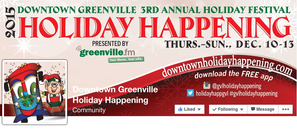 Don't miss the Downtown Holiday Happening <a href="/holidayhappgvl/">Holiday Happening</a> Dec 10-13! @iOnGville <a href="/greenvillefm/">greenville.fm</a> #yeahTHATgreenville