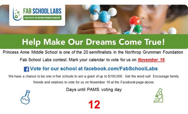 DriveToEducate's tweet image. Counting down the days: 12 days to vote for PAMS for the Fab Schools Lab! Retweet this! facebook.com/FabSchoolLabs