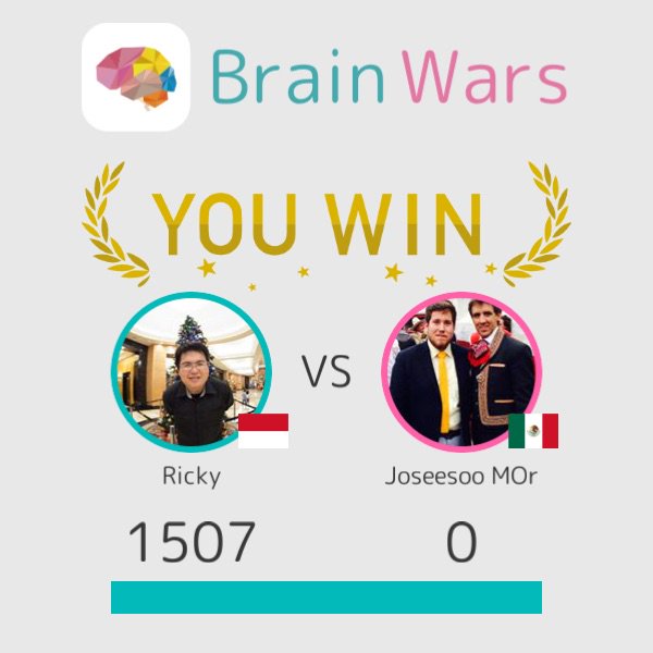 ykcir's tweet photo. I challenged Joseesoo MOr and won:) Challenge players from around the world! #BrainWars https://t.co/p1bclKrFE4 https://t.co/paFGokakPP