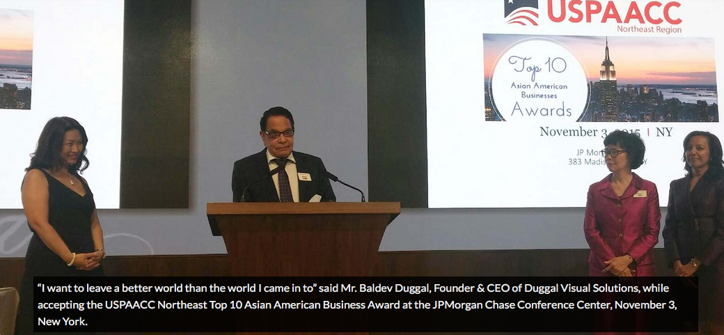 DuggalNYC's tweet photo. Thanks to #Top10awards and to @USPAACC_NE for the award given to our founder Baldev Duggal. https://t.co/3ieWPbEWyc