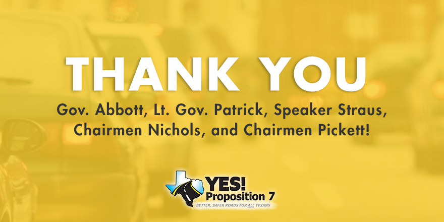 TexansForProp7's tweet photo. Thank you @GregAbbott_TX, @DanPatrick, @SpeakerStraus, Sen. Nichols, &amp; Rep. Pickett for your leadership on Prop 7! https://t.co/ODzXwVWLT7