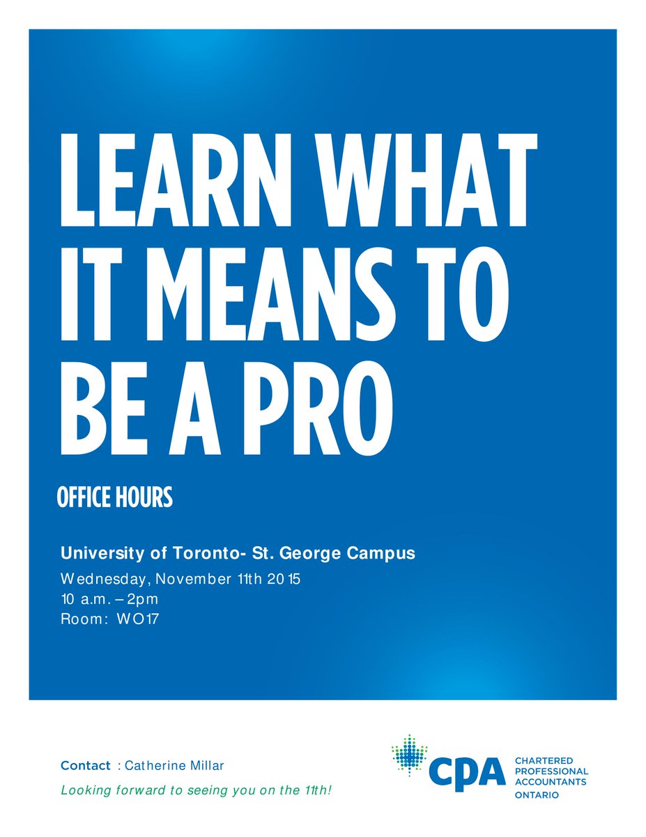 CPARotman's tweet photo. Interested to know more about the CPA designation? Have questions you need answered? Drop in at WO17 on Nov. 11! https://t.co/l42ssRPaH4