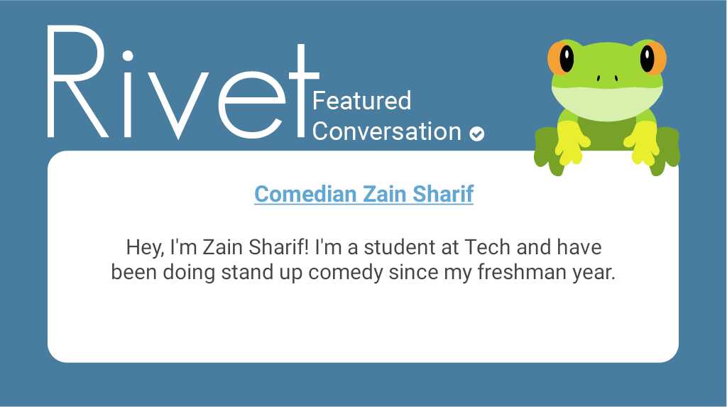 TheRivetApp's tweet photo. Last week we featured comedian Will Farr, this week we have comedian Zain Sharif!

https://t.co/egRpawTZlv https://t.co/V4Z7MwdLgo