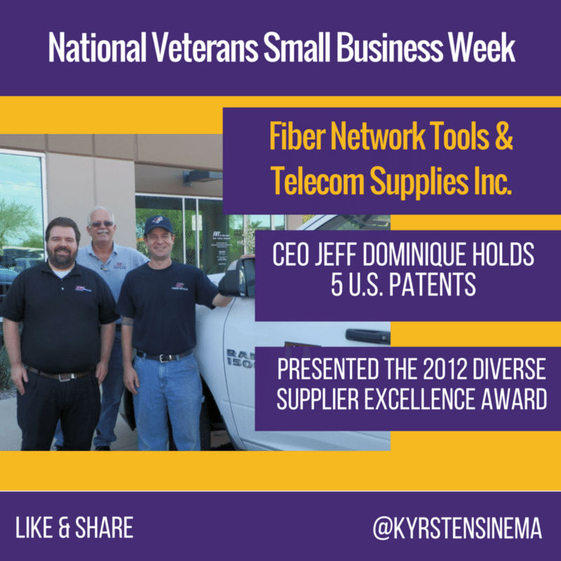 kyrstensinema's tweet photo. For #VetBizWeek, we're highlighting an #AZ veteran-owned #smallbiz each day. Today's feature is @FNTTools in Phx https://t.co/vBfHpVuhJx