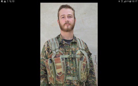 DHamamdjian's tweet photo. Fmr Canadian soldier John Gallagher killed in #Syria today, he was fighting Isis alongside Kurdish YPG. Cc: @syriahr https://t.co/DCN4mQkVHi