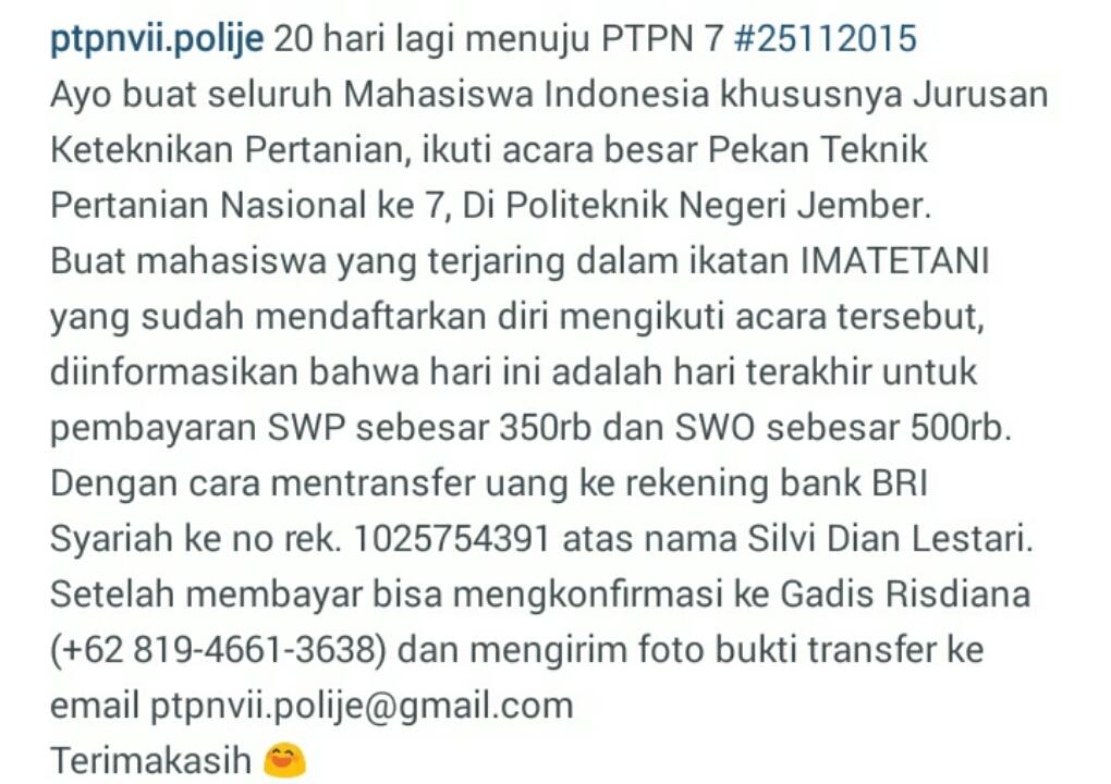 PTPNVII_Polije's tweet photo. @ImatetaniJaya @tepUGM_14 @PERMATEPUNILA @HimmatetaSTIPER @HimatetaUnsri @imateta_usu @himatetalk @HimaTEpUA https://t.co/J9PIkWMSoT