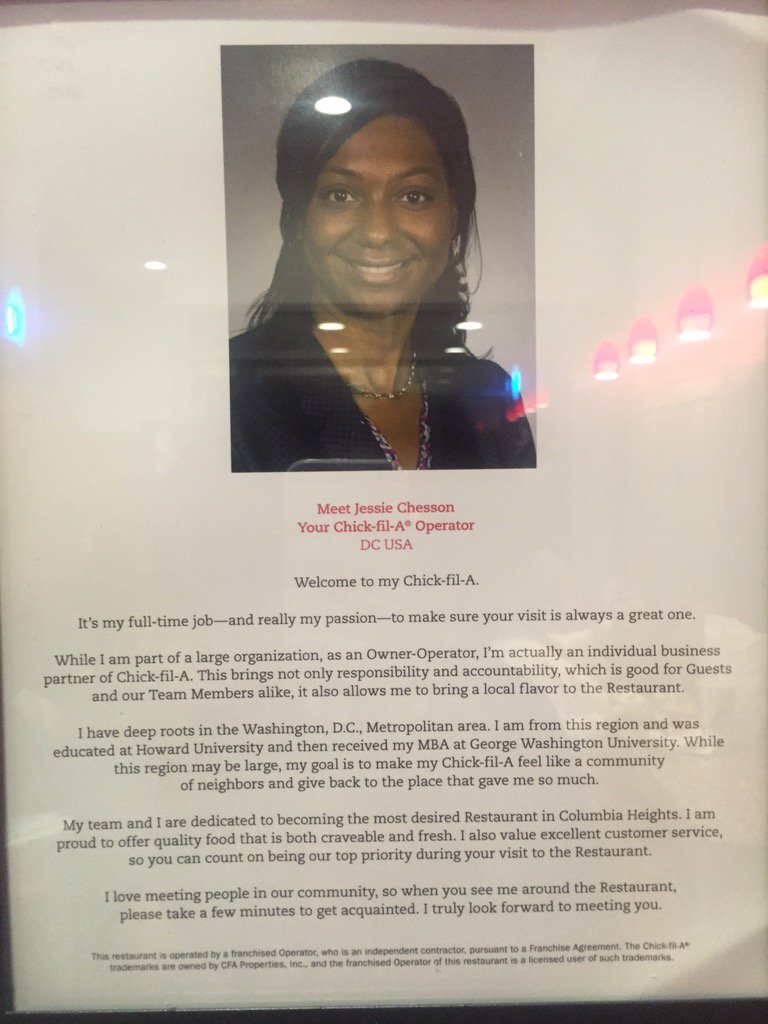 ImaniSoAlexis's tweet photo. Support Columbia Heights @ChickfilA!!! Howard grad Jessie Chesson is the owner-operator. #bisonsupportbison https://t.co/zJUaNzDGiG