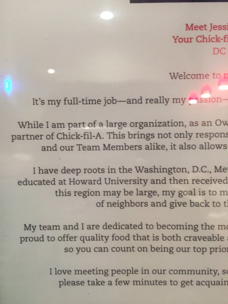 ImaniSoAlexis's tweet photo. Support Columbia Heights @ChickfilA!!! Howard grad Jessie Chesson is the owner-operator. #bisonsupportbison https://t.co/zJUaNzDGiG
