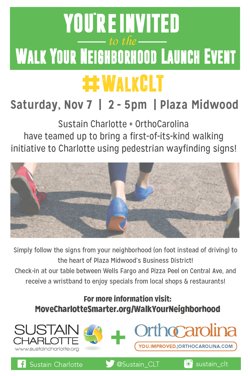 OrthoCarolina's tweet photo. #CLT is a walkable city! Join us Sat. https://t.co/yqoacmyDPF @thesavageway @Sustain_CLT #WalkCLT https://t.co/icJf7Glarf