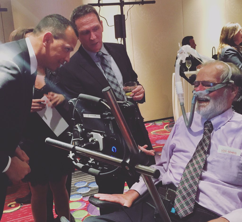A-Rod and David Cone with PALS Chris Pendergast at the 2015 Lou Gehrig Sports Awards Dinner.