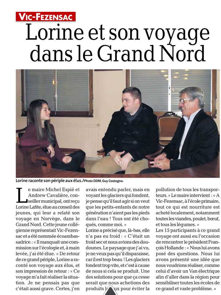 CDJGERS's tweet photo. @lorinelafite raconte son voyage au #Svalbard ds @ladepeche_fr #SaveThePlanet #Cop21 #prisedeconscience @Coy11France https://t.co/g1gBTXtjyP