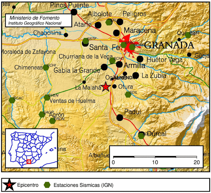 radiogranada's tweet photo. El terremoto registrado a las 5.15 de 3,2 grados, epicentro en #Alhendín, #Granada + info: https://t.co/rgC4y4Sn2f https://t.co/Y0F2dXcDr9
