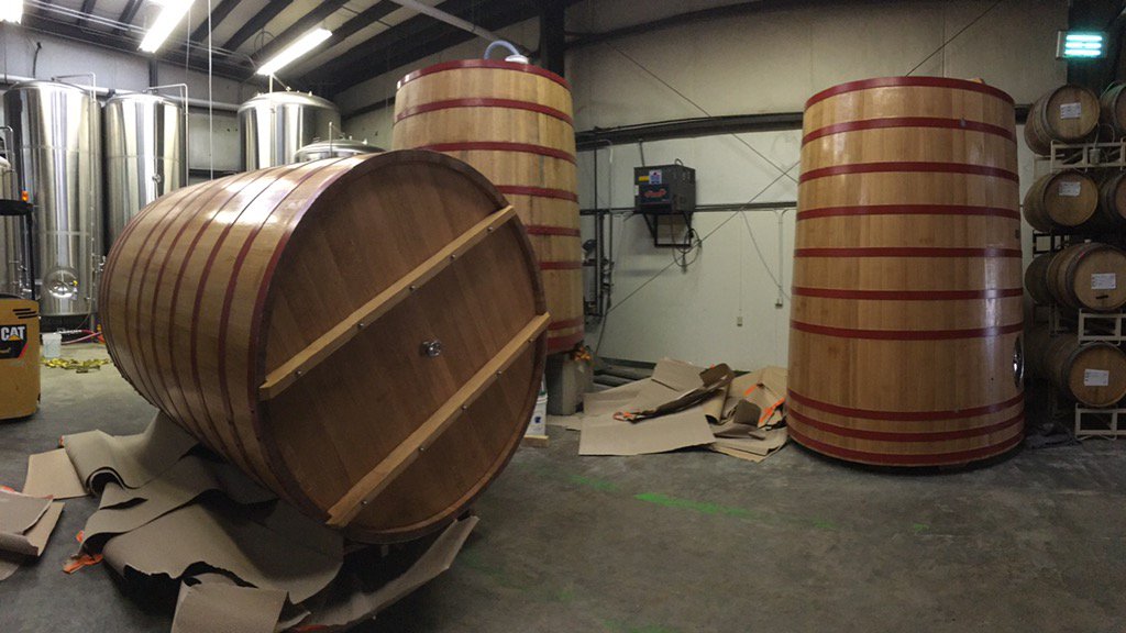 Can't wait to fill these! 2 new 90 hec foeders from Nadalie.  <a href="/wickedweedbeer/">Wicked Weed Brewing</a>.