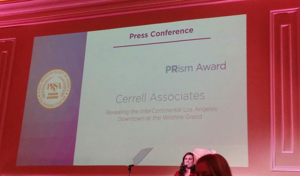 CerrellAssoc's tweet photo. Three's a crowd? Not in this case! Cerrell wins its third award at the @PRSALA #PRisms2015. https://t.co/vBWZ7qHNoV