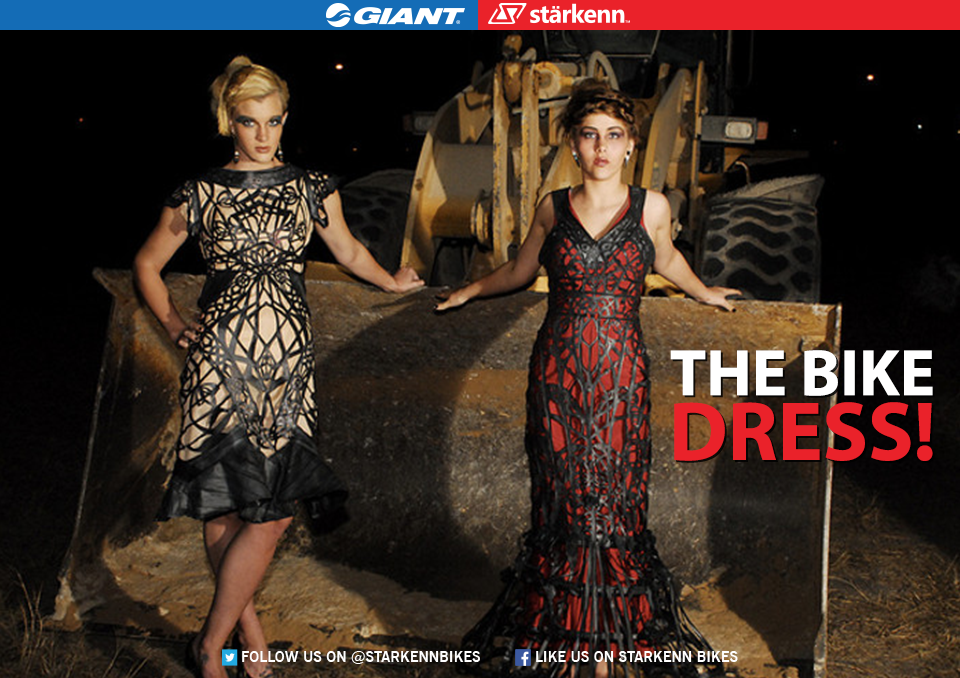 StarkennBikes's tweet photo. Can you believe, designer Ruthie Waddy designed these beautiful dresses out of recycled inner tubes of a bicycle? https://t.co/aMcfMpfZVz