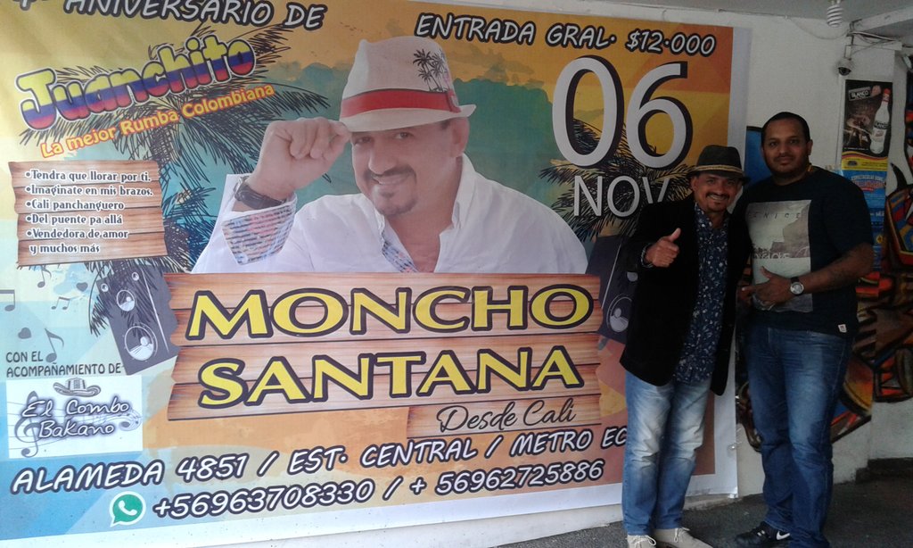 MonchoSantana's tweet photo. Todo listo ya en santiago de chile para el concierto 06,07,08 de Novembre "Moncho Santana y su orquesta " AH PUES.. https://t.co/kofc9QxqPp