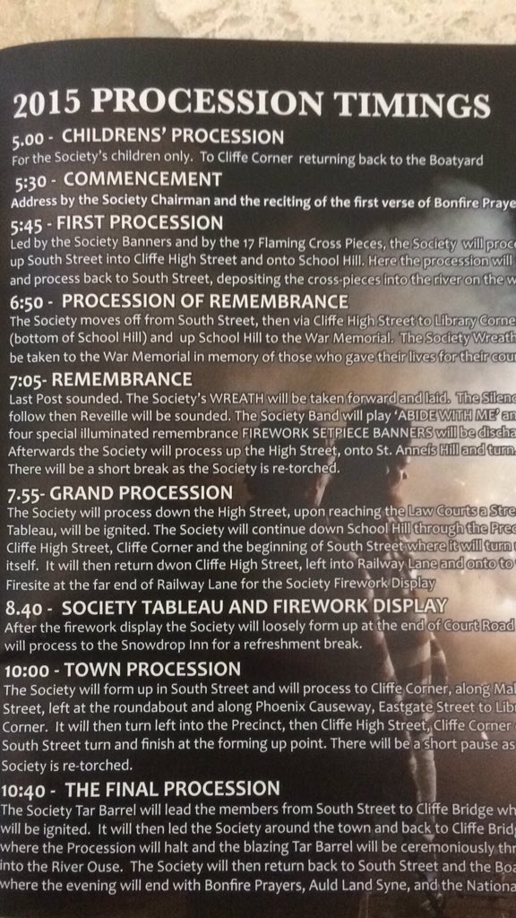 Tonight's timings for <a href="/ssbslewes/">South Street Bonfire</a>  #LewesBonfire