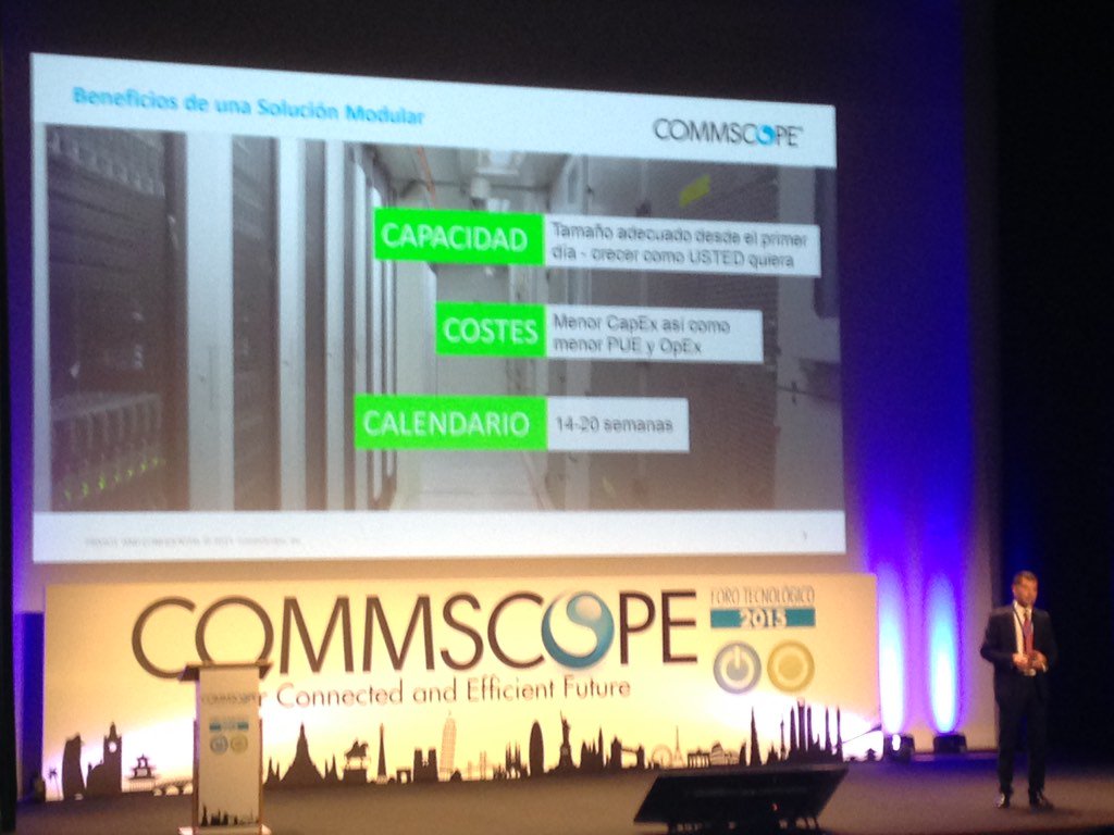 palcazarv's tweet photo. #commscopeforo2015 disponer de un #Datacenter de 150racks en 20 semanas? Con #Datacentermodular de @CommScope si! https://t.co/ToYeo9xe88