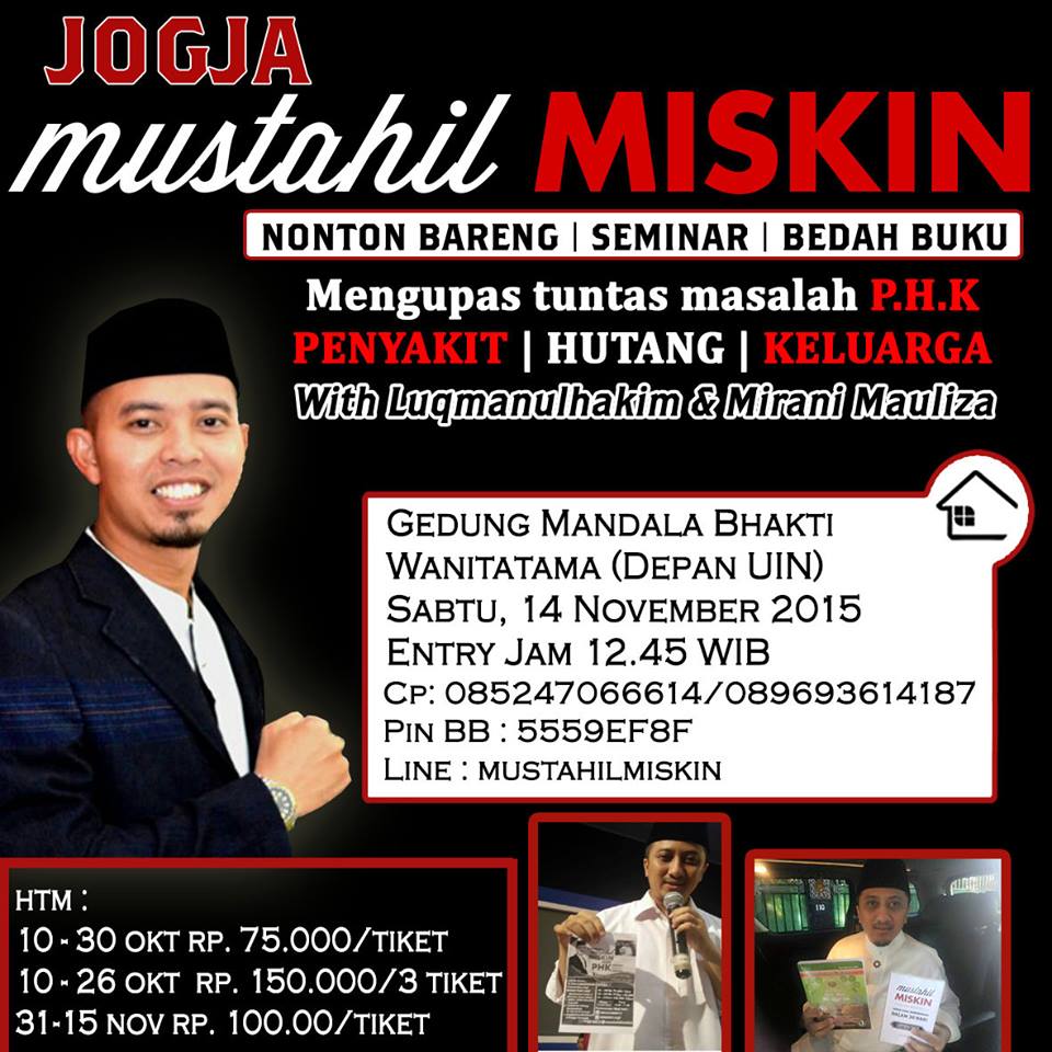 argoputraN's tweet photo. 14/11/15 12.45 Jogja mustahil miskinIGedung mandala bakti wanitatama | 100K |089693614187 @Yusuf_Mansur @felixsiauw https://t.co/ZfURiYIlfo