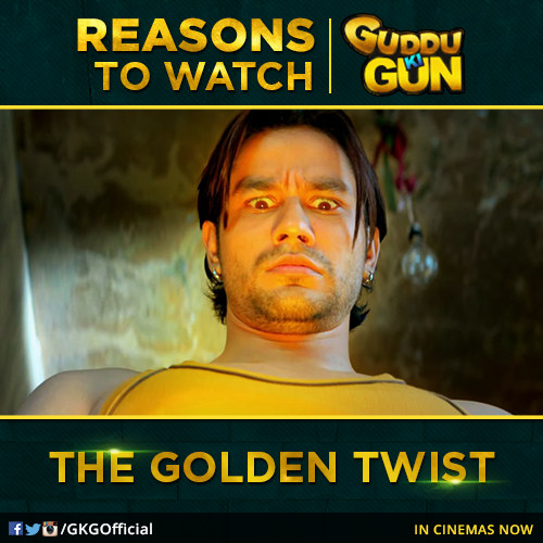 GKGOfficial's tweet photo. "Kyunki aapne itni ladkiyo ke sath hai khela, upar wale ne golden kar diya hai apka kela!" Watch #GudduKiGun today. https://t.co/4l4tWEOumP