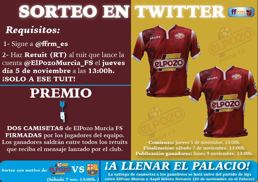 ElPozoMurcia_FS's tweet photo. Concurso FFRM|| El sábado te necesitamos en el Palacio! Tu apoyo tiene premio! Sigue a @ffrm_es y haz RT a este tuit https://t.co/3A25Y3fM3L