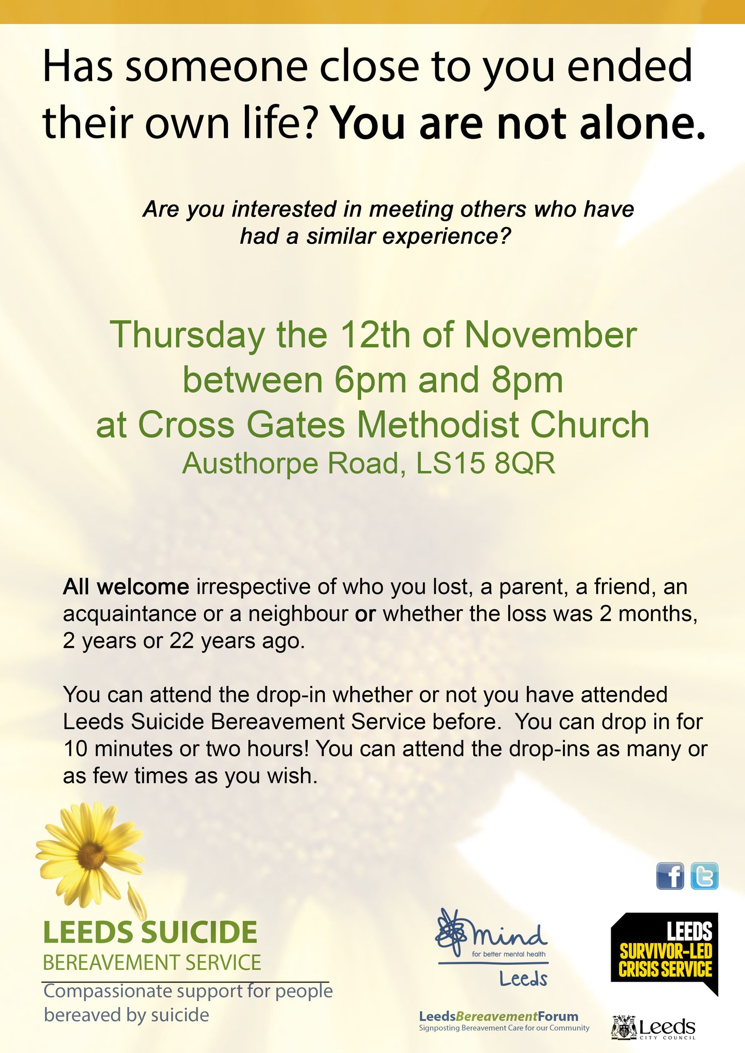 Suicide Bereavement On Twitter Information About Our Next Drop In And