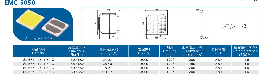 SMDEMCLED's tweet image. New product EMC5050 ,Can instead of Osram S8, power:3-6w,high lumen, can be applied for spot light.