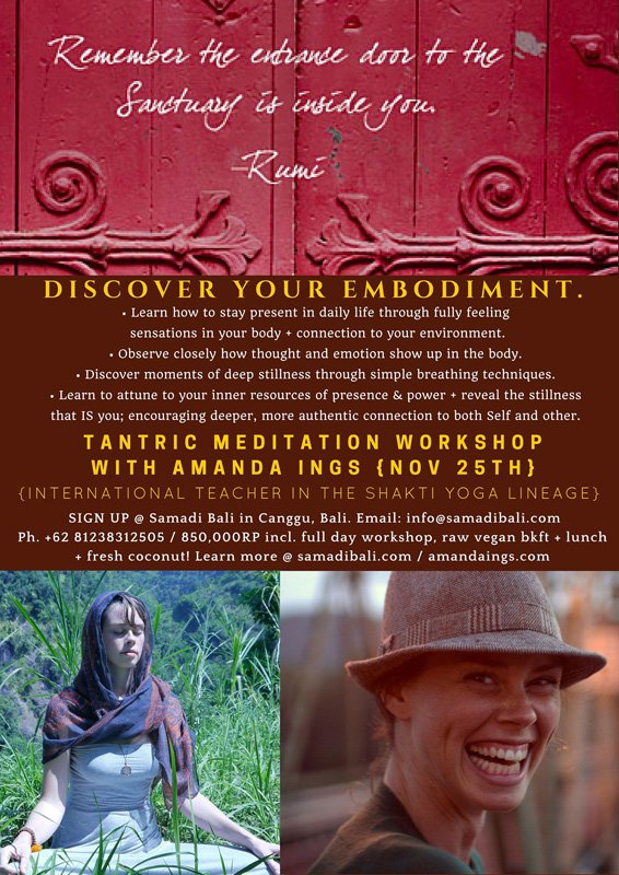 SamadiBali's tweet photo. Tantric Meditation Workshop November 25t
•Learn how to stay present in daily life https://t.co/twHOnKn4sC
