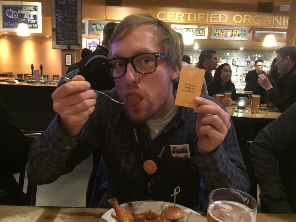 k15t_'s tweet photo. Eat some swedish meatballs #TodoChallenge #AtlassianSummit Yeaha https://t.co/BNfzhckj3S