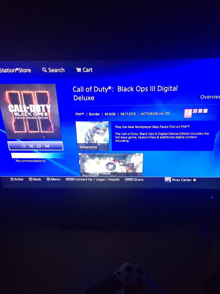 rossiecart's tweet photo. @AskPlayStation England, i pre ordered months ago digitally &amp; this is all it has said. Nuketown &amp; zombies map have https://t.co/DU5qz3nWmg