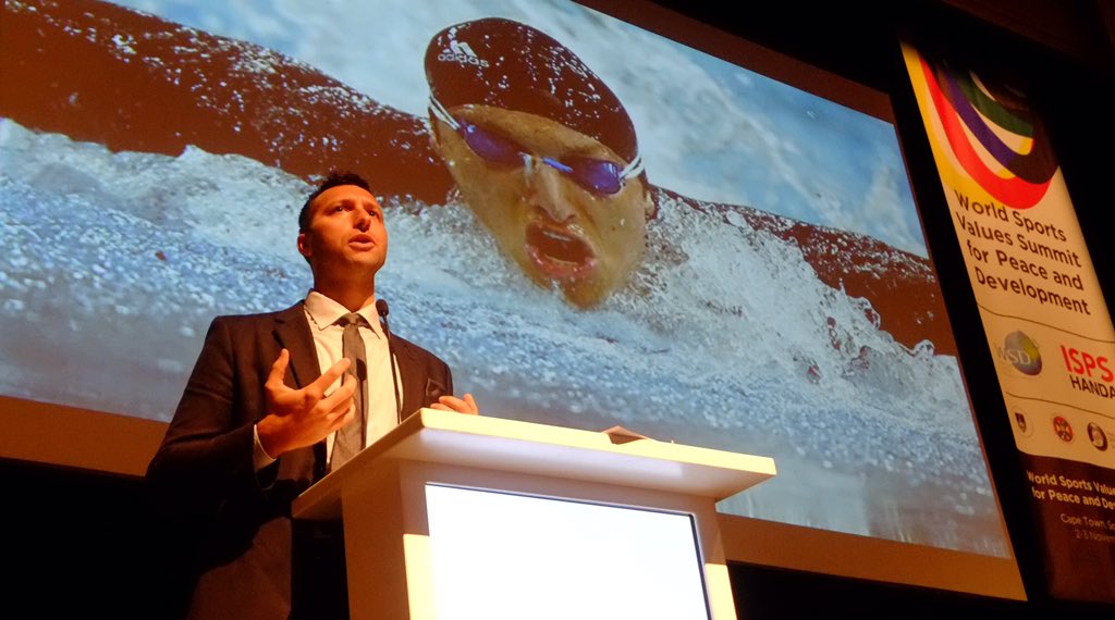 SportsValues's tweet photo. Thank you, @IanThorpe, for your inspiring keynote at the 2015 World Sports Values Summit! #2015WSVS @SportsValues https://t.co/k6Y6HhoxYd
