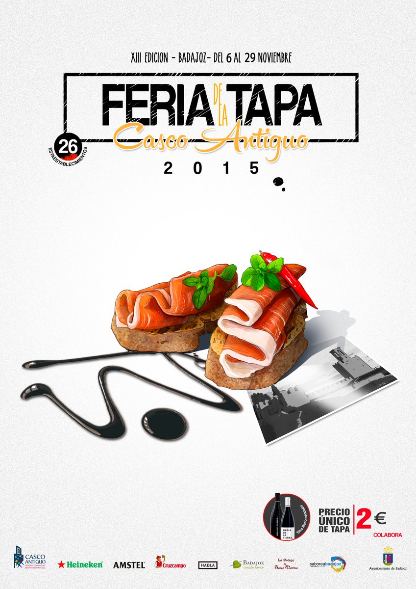 Recuerda, del 6 al 29 de noviembre del 2015 la XIII Feria de la Tapa del Casco Antiguo de Badajoz.