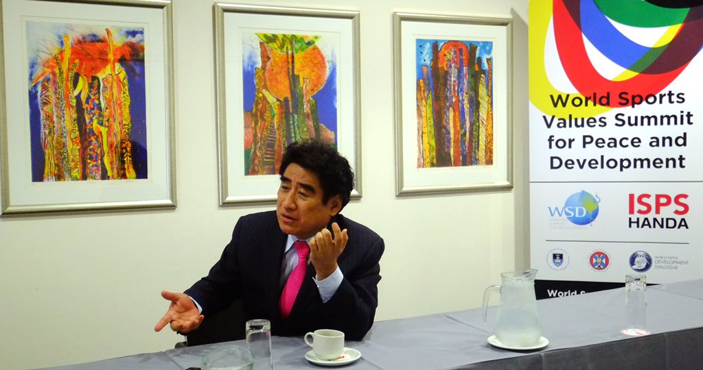 SportsValues's tweet photo. @HandaHaruhisa gives an interview at the 2015 World Sports Values Summit #2015wsvs https://t.co/ROuNk6r54c