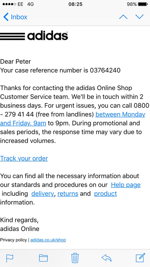 adidas UK on Twitter: "@PeterAsh84 Hi Peter, please email customercareuk@ adidas.com and the problem." /