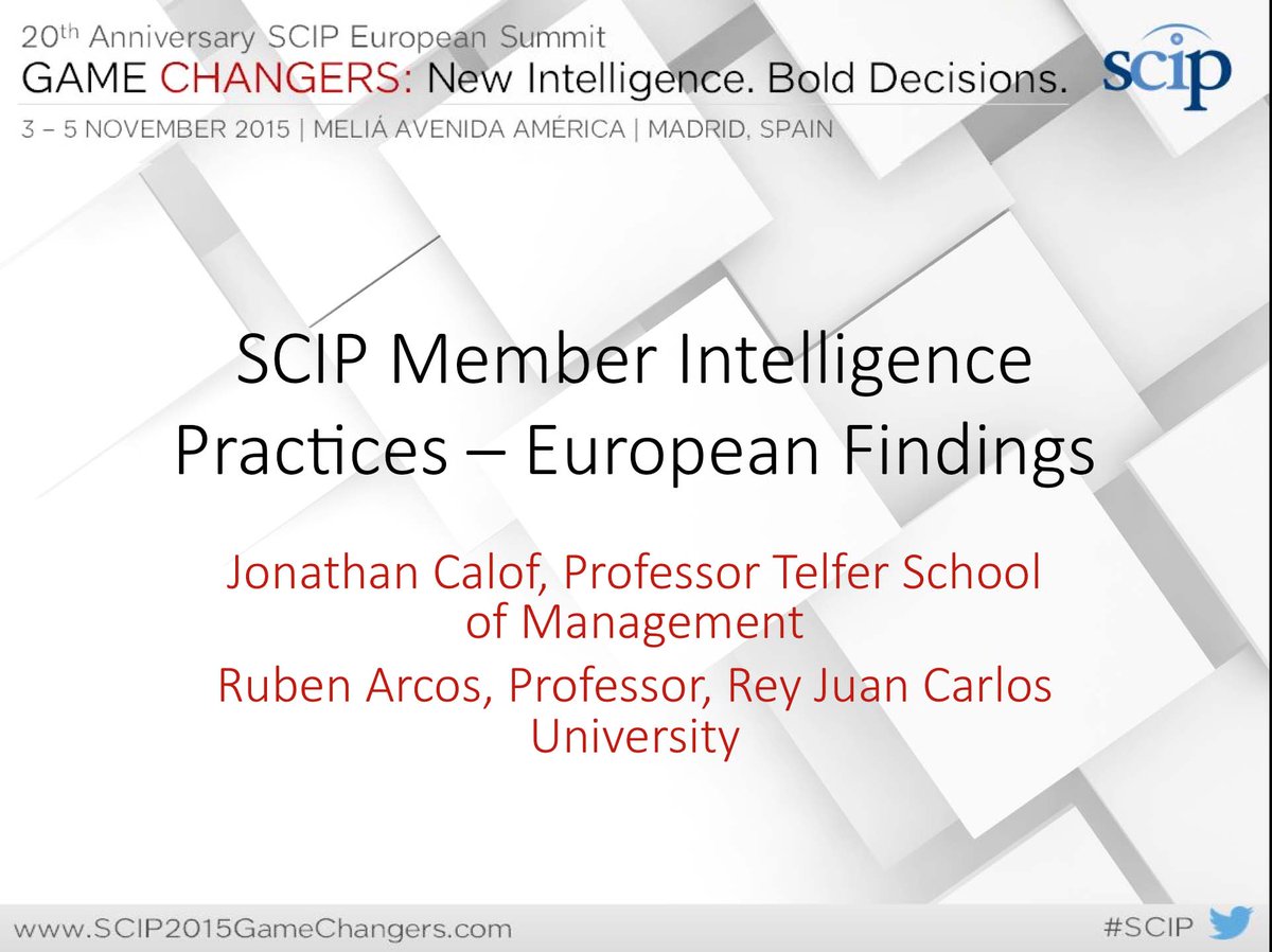 RubenArcosM's tweet photo. Looking forward to present findings of our #survey on European #Intelligence practices at the #SCIP2015 Summit #SCIP https://t.co/a224JMxNM6